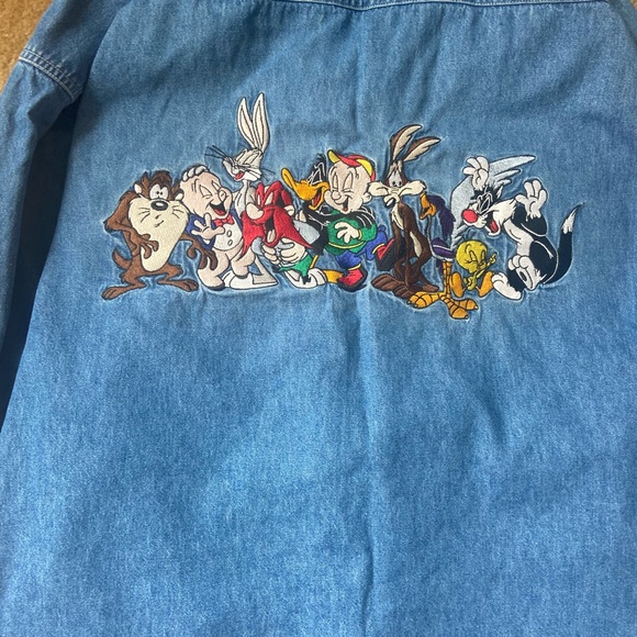 Vintage Looney Tunes Denim Shirt Size XL - Picture 6 of 7